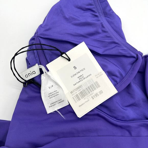 ONIA Elena One Piece Swimsuit Womens Small Purple Halter Wrap Waist Tie NEW - Picture 9 of 13